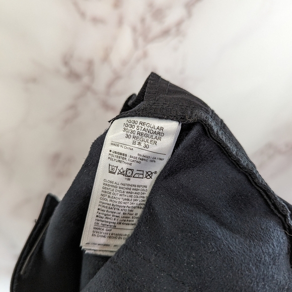 Gap Pants Women 10 30 R Black Faux Vegan Leather High Rise 70s Flare Bell Bottom - Picture 11 of 15